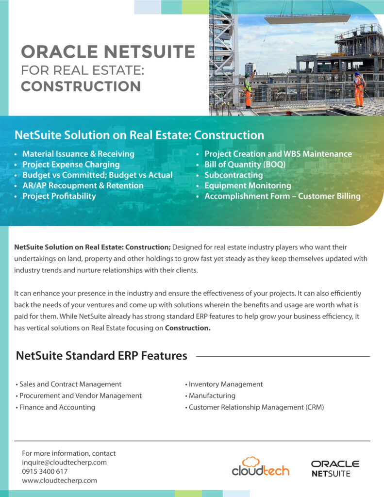 Cloudtech Netsuite Contruction Real Estate
